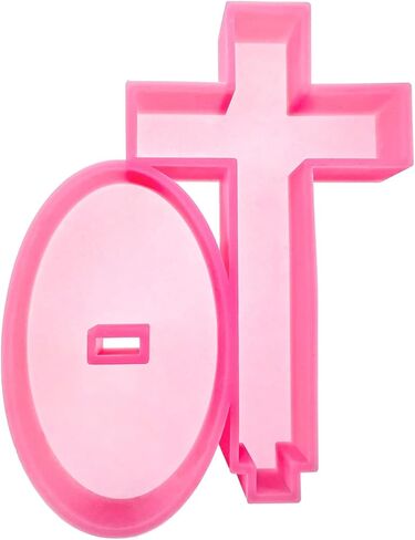 (300 Design Optional) MUBYOK M569 Large Cross with Base Resin Silicone Mold for DIY Art Resin Car Freshie Candles Home Decoration Crafting Blessed Cross Gift in Saudi Arabia
