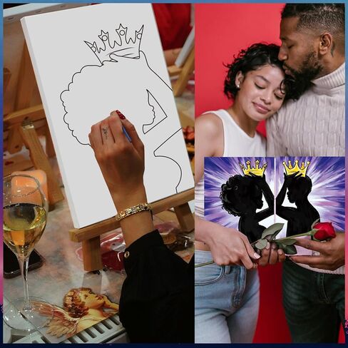 الأزواج تاريخ ليلة رشفة والطلاء عدة للبالغين قماش مرسومة مسبقا لطلاء عيد الحب في المنزل تاريخ الليل الفن اللوحة مجموعة الأزواج النشاط رومانسية 8x10 قماش اللوحة عدة in Kuwait