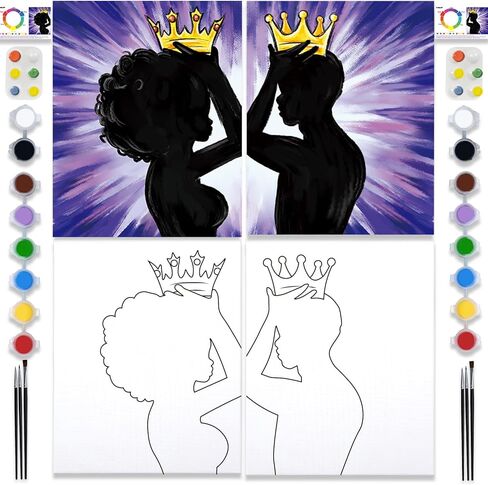 الأزواج تاريخ ليلة رشفة والطلاء عدة للبالغين قماش مرسومة مسبقا لطلاء عيد الحب في المنزل تاريخ الليل الفن اللوحة مجموعة الأزواج النشاط رومانسية 8x10 قماش اللوحة عدة in Kuwait