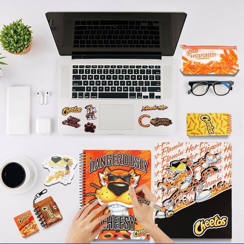 Cheetos Journaling Set, Cute Stationary Set for Girls & Boys with Decal Stickers, Spirals, Notebook, Folder, Key chain, Pen, Eraser and Pencil Case, Stationary Kit & DIY Diary Journal for Teens in Saudi Arabia