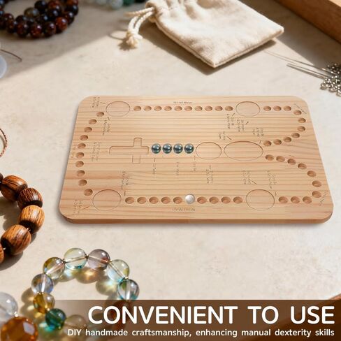 Garneck Wooden Bead Board: 13. 7inch Rosary Making Tray Beading Organizer Board for DIY Bracelet Necklace Jewelry Making Supplies Kit in Saudi Arabia