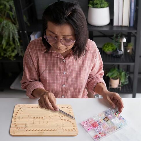 Garneck Wooden Bead Board: 13. 7inch Rosary Making Tray Beading Organizer Board for DIY Bracelet Necklace Jewelry Making Supplies Kit in Saudi Arabia