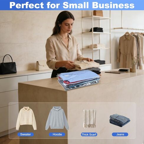 100 Pcs (10x14 Inch) Self Sealing Cellophane Bags, Clear Resealable Poly Bags for Clothes, Premium Shirt Packaging Bag with Clothing Size Stickers for Small Business in Saudi Arabia