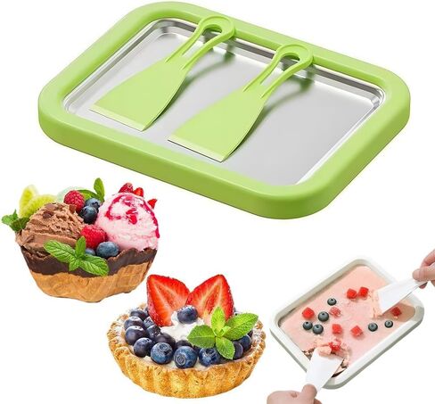 2026 Rolled Ice Cream Maker - 3-Minute Portable Ice Cream Machine with Stainless Steel Freeze Tray & 2 Scrapers, No Electricity Needed, Perfect for Family and Party Desserts (Pink) in Saudi Arabia