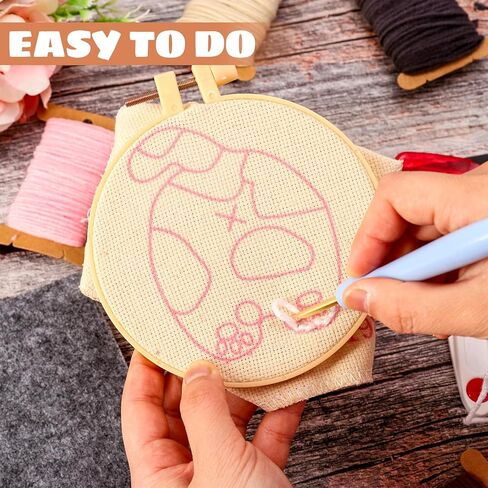 JarThenaAMCS 26 Pcs Pet Punch Needle Coaster Kits Cat Crafts Coasters Kit with Adhesive Felt Yarns Embroidery Hoop Instruction for Adults Beginners DIY Decor in Saudi Arabia