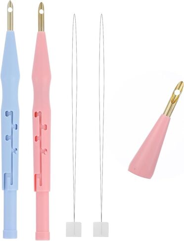 2Pcs Adjustable Embroidery Punch Needle Pen Tool, Punch Needle Threader for Embroidery Rug DIY Handmade Art Crafts Applique(2 Color) in Saudi Arabia