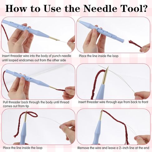 2Pcs Adjustable Embroidery Punch Needle Pen Tool, Punch Needle Threader for Embroidery Rug DIY Handmade Art Crafts Applique(2 Color) in Saudi Arabia