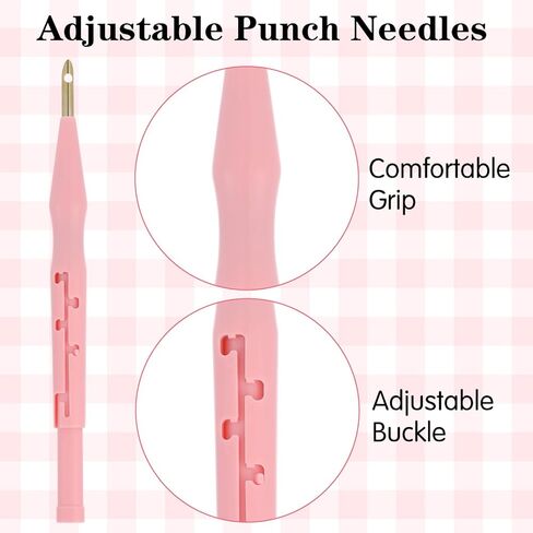 2Pcs Adjustable Embroidery Punch Needle Pen Tool, Punch Needle Threader for Embroidery Rug DIY Handmade Art Crafts Applique(2 Color) in Saudi Arabia