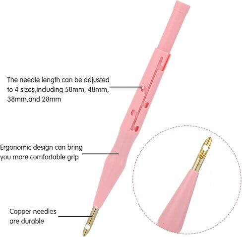 2Pcs Adjustable Embroidery Punch Needle Pen Tool, Punch Needle Threader for Embroidery Rug DIY Handmade Art Crafts Applique(2 Color) in Saudi Arabia