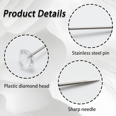 200 Pcs 2 Inch Diamond Rhinestones Brooch Pins for Crafts, Clear Straight Corsage Pins with Crystal Heads for DIY, Crafts, Sewing, Wedding Bridal Hair Accessories in Saudi Arabia