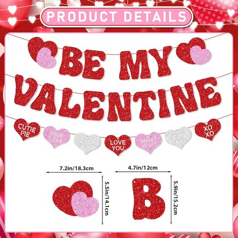 هل ستكون ديكور عيد الحب الخاص بي، لافتة Be My Valentine على شكل قلب جارلاند، لافتة عيد الحب السعيد، علامة Be My Valentine لاقتراح لوازم حفلات الزفاف والخطوبة in Saudi Arabia
