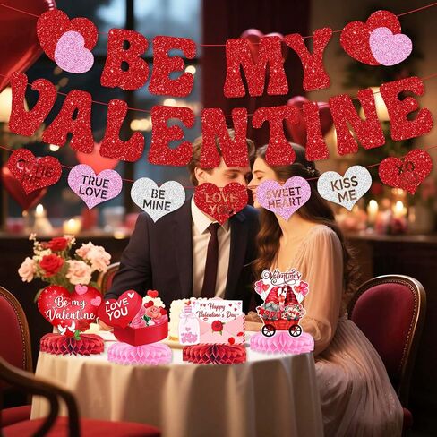 هل ستكون ديكور عيد الحب الخاص بي، لافتة Be My Valentine على شكل قلب جارلاند، لافتة عيد الحب السعيد، علامة Be My Valentine لاقتراح لوازم حفلات الزفاف والخطوبة in Saudi Arabia