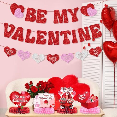 هل ستكون ديكور عيد الحب الخاص بي، لافتة Be My Valentine على شكل قلب جارلاند، لافتة عيد الحب السعيد، علامة Be My Valentine لاقتراح لوازم حفلات الزفاف والخطوبة in Saudi Arabia