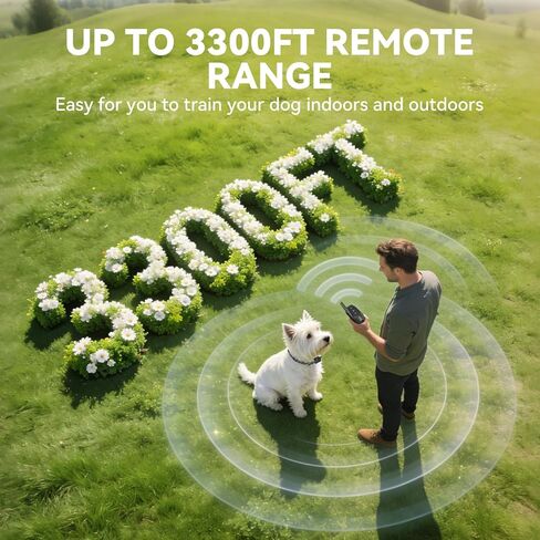 CanineJoy طوق صدمات للكلاب الصغيرة جدًا، نطاق 3300 قدم، طوق تدريب للكلاب خفيف للغاية مع جهاز تحكم عن بعد للكلاب المتوسطة الصغيرة 5-15 رطل، طوق إلكتروني مقاوم للماء وقابل لإعادة الشحن IPX7 in Kuwait