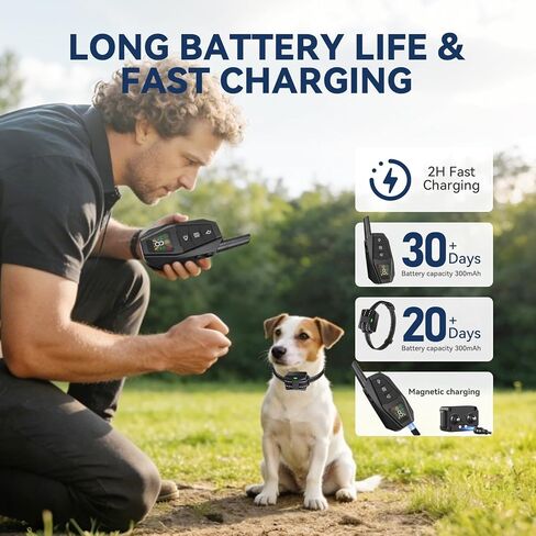 CanineJoy طوق صدمات للكلاب الصغيرة جدًا، نطاق 3300 قدم، طوق تدريب للكلاب خفيف للغاية مع جهاز تحكم عن بعد للكلاب المتوسطة الصغيرة 5-15 رطل، طوق إلكتروني مقاوم للماء وقابل لإعادة الشحن IPX7 in Kuwait