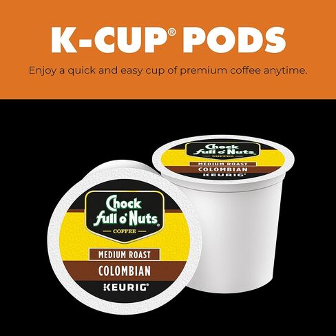 كبسولات Keurig K-Cup الكولومبية من Chock Full o 'Nuts لمصانع البيرة Keurig - أرابيكا ممتازة، مشوي متوسط ​​- خدمة فردية - 4 عبوات من 24 علبة K-Cup in Saudi Arabia