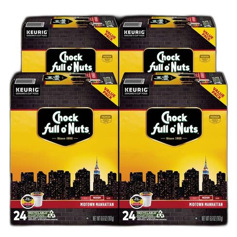 كبسولات Keurig K-Cup الكولومبية من Chock Full o 'Nuts لمصانع البيرة Keurig - أرابيكا ممتازة، مشوي متوسط ​​- خدمة فردية - 4 عبوات من 24 علبة K-Cup in Saudi Arabia