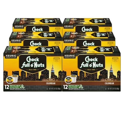 Chock Full o' Nuts Midtown Manhattan Keurig K-Cup Pods for Keurig Brewers – Premium Arabica, Medium Roast – Single Serve – 6 Packs of 12 K-Cup Pods in Saudi Arabia