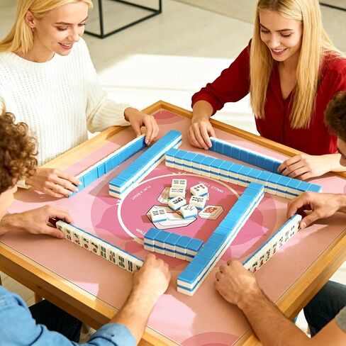Mahjong Mat for Table, Mah Jongg Mat, 31.5" x 31.5" Pink Non-Slip Noise-Reducing Table Mat for Mahjong, Dominoes & Board Games in Saudi Arabia