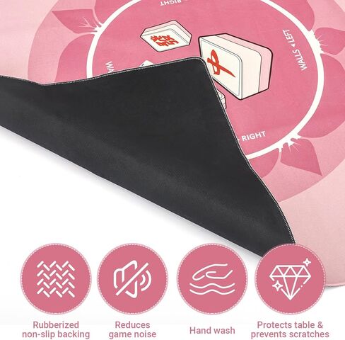 Mahjong Mat for Table, Mah Jongg Mat, 31.5" x 31.5" Pink Non-Slip Noise-Reducing Table Mat for Mahjong, Dominoes & Board Games in Saudi Arabia