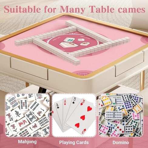 Mahjong Mat for Table, Mah Jongg Mat, 31.5" x 31.5" Pink Non-Slip Noise-Reducing Table Mat for Mahjong, Dominoes & Board Games in Saudi Arabia