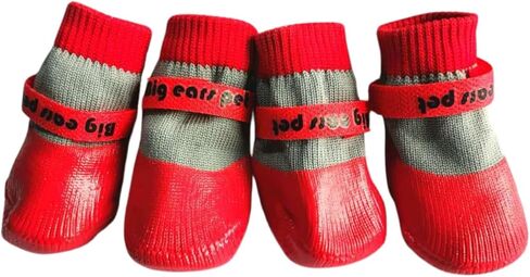 Dog Boots Waterproof Breathable Socks with Anti-Slip Sole,Wear-Resistant Outdoor Dog Shoes for Hiking and Running_M(Red) in Saudi Arabia