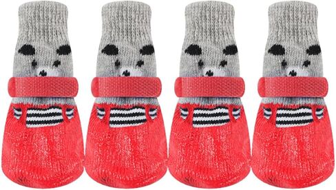 Dog Boots Waterproof Breathable Socks with Anti-Slip Sole,Wear-Resistant Outdoor Dog Shoes for Hiking and Running_M(Red) in Saudi Arabia
