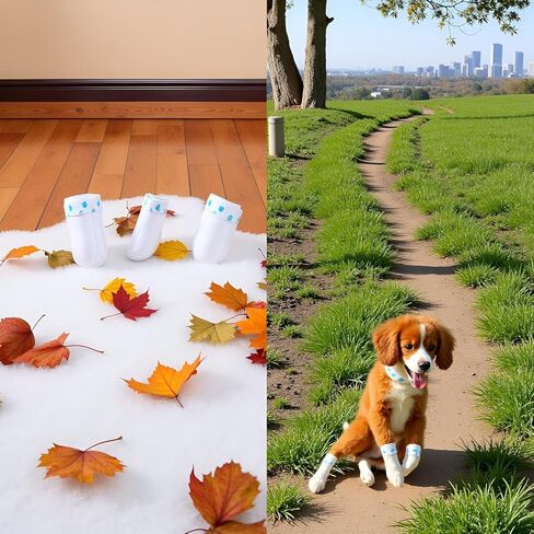 20 Pcs White Disposable Dog Boots for Paw Protection, Adjustable with Adhesive Tape for Small Medium Large Dogs, Socks to Prevent Paw Licking & Wounds (S (5-16lb)) in Kuwait