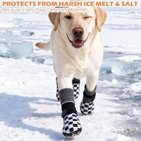 EXPAWLORER Dog Socks to Prevent Licking Paws with Grippers for Hardwood Floors Anti Slip, Reflective Dog Cold Winter Shoes Booties Boots & Paw Protectors with for Small Medium Large Senior Dogs M in Saudi Arabia