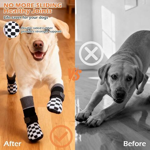EXPAWLORER Dog Socks to Prevent Licking Paws with Grippers for Hardwood Floors Anti Slip, Reflective Dog Cold Winter Shoes Booties Boots & Paw Protectors with for Small Medium Large Senior Dogs M in Saudi Arabia
