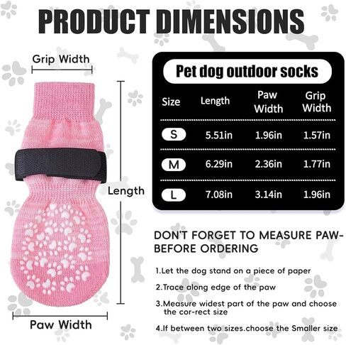 2 Pairs Dog Socks to Prevent Licking,Outdoor Paw Protectors, Adjustable Strap and Stretch Cuff, for Walks,Gradient Pink,Large 7.5X18CM in Saudi Arabia