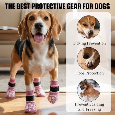 2 Pairs Dog Socks to Prevent Licking,Outdoor Paw Protectors, Adjustable Strap and Stretch Cuff, for Walks,Gradient Pink,Large 7.5X18CM in Saudi Arabia