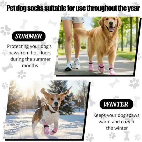 2 Pairs Dog Socks to Prevent Licking,Outdoor Paw Protectors, Adjustable Strap and Stretch Cuff, for Walks,Gradient Pink,Large 7.5X18CM in Saudi Arabia