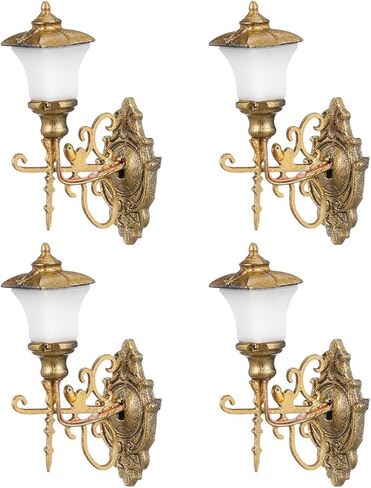4 قطع من DOITOOL مصباح جداري لبيت الدمى صغير عتيق لبيت الدمى مصابيح زخرفية صغيرة لتزيين طاولة الرمل ذات المناظر الطبيعية الصغيرة - ذهبي in Kuwait