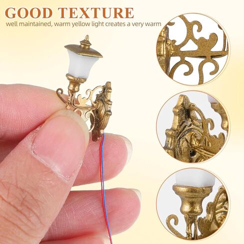4 قطع من DOITOOL مصباح جداري لبيت الدمى صغير عتيق لبيت الدمى مصابيح زخرفية صغيرة لتزيين طاولة الرمل ذات المناظر الطبيعية الصغيرة - ذهبي in Kuwait