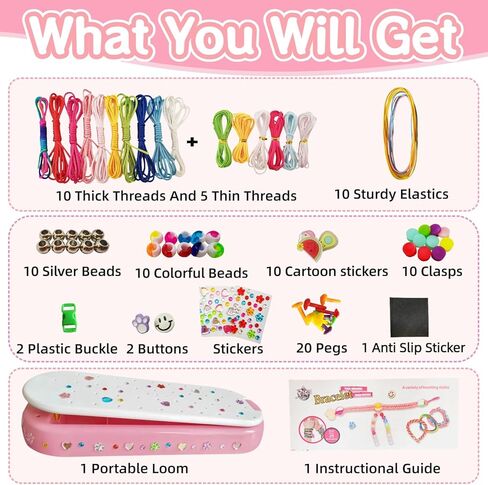 Frehapkids Friendship Bracelet Making Kit for Girls 8-12, Arts and Crafts Supplies String Bracelets Jewelry Maker Tool, Birthday Christmas Easter Gifts Toys for 8 9 10 11 12 Year Old Kids in Saudi Arabia