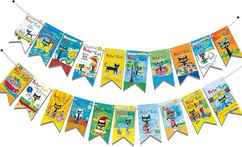 Pete Cat Banner Colorful Birthday Party Banners Fiesta Party Decorations Kindergarten Wall Decor English Classroom Decor School Supplies in Saudi Arabia