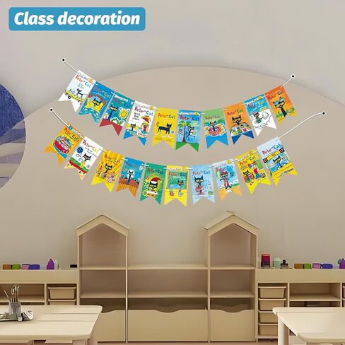 Pete Cat Banner Colorful Birthday Party Banners Fiesta Party Decorations Kindergarten Wall Decor English Classroom Decor School Supplies in Saudi Arabia