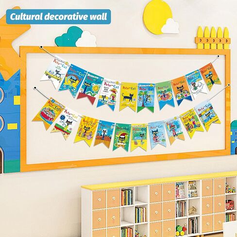 Pete Cat Banner Colorful Birthday Party Banners Fiesta Party Decorations Kindergarten Wall Decor English Classroom Decor School Supplies in Saudi Arabia