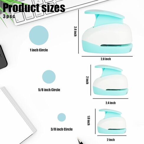 3 قطع ثقب دائري، مقاسات مختلفة (1 + 5/8 + 3/8 بوصة) من صناعة قطع القصاصات، تصميمات للوازم المكتبية، صناعة البطاقات، ألبومات DIY، الصور in Saudi Arabia