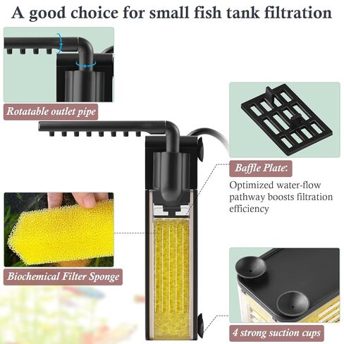 فلتر حوض السمك الداخلي 3 وات، فلتر خزان الأسماك الغاطس مع مضخة مياه 66 جيجا في الساعة لخزانات الأسماك الصغيرة بسعة تصل إلى 10 جالون، فلتر هادئ مع نظام مياه الأمطار in Kuwait