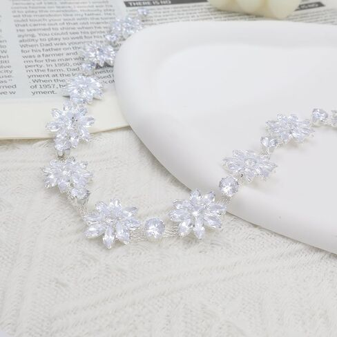 PEARLY JUN 1 Yard Silver Zircon Rhinestone Trim Chain Rhinestone Strips Dress Applique Embellishments DIY Zircon Jewelry for Clothing Wedding Dress Straps Party Bracelets Craft Bridal Bouquets in Saudi Arabia