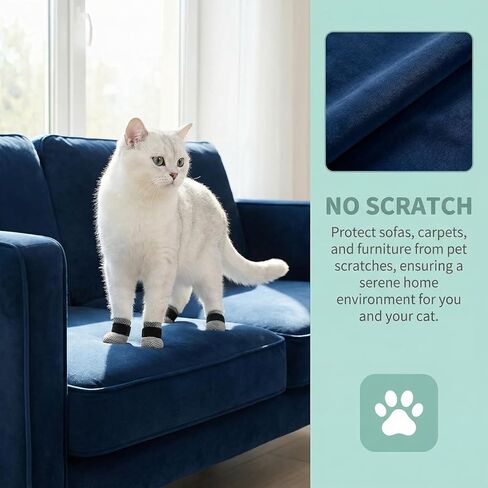 4 قطع قفازات للقطط لمنع الخدش، أحذية قابلة للتعديل لأغطية أقدام القطط والجوارب والكفوف مضادة للخدش وشبكة غير قابلة للانزلاق تسمح بمرور الهواء للحيوانات الأليفة والقطط أثناء الاستحمام وتقطيع الأظافر (رمادي) in Kuwait