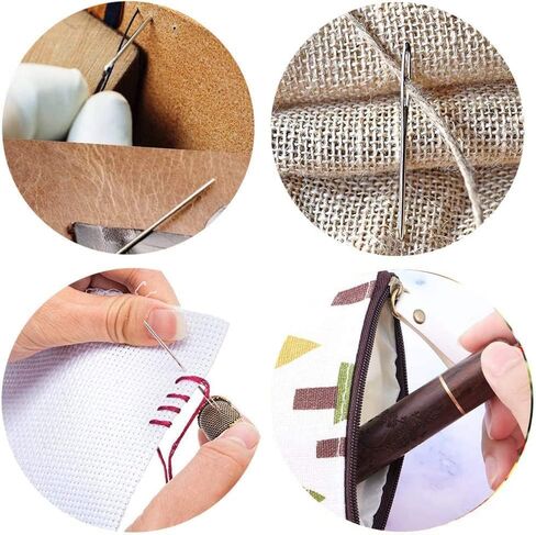 Fbshicung 19pcs Large Eye Sewing Needles Kit, Stainless Steel Large-Eye Blunt Needles & Bent Tapestry Needles, Sharp Tapestry Needles Hand Knitting Needles with Wooden Needle Case in Saudi Arabia
