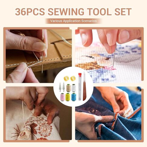 36Pcs Sewing Tool Set, Big Eye Steel Sewing Needles Kit Sewing Kit, Portable DIY Hand Made Craft Set for Beginners Professional DIY Lovers in Saudi Arabia