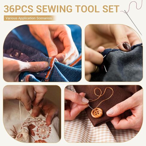 36 PCS Big Eye Steel Needle Set, Sewing Kit Steel Needles for Hand Sewing, Stainless Steel Sewing Needles, Portable DIY Craft Kit for Daily Use Sew Supplies Gifts in Saudi Arabia