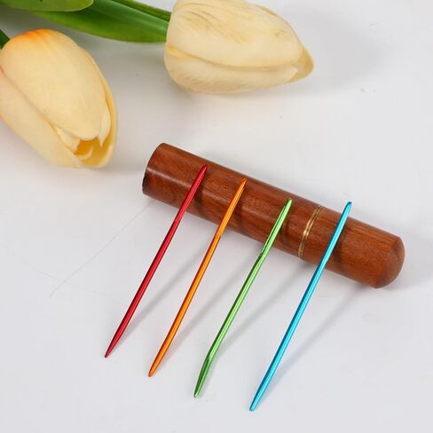 21PCS Large Eye Sewing Needles Kit with Wooden Storage Box, Bent Tapestry Needles and Large-Eye Blunt Needle, Sharp Large-Eye Yarn Needle for Crochet Sewing Yarn Embroidery Projects in Saudi Arabia