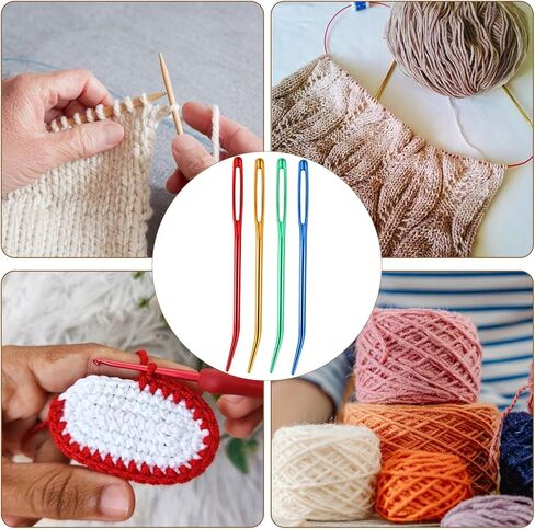 21PCS Large Eye Sewing Needles Kit with Wooden Storage Box, Bent Tapestry Needles and Large-Eye Blunt Needle, Sharp Large-Eye Yarn Needle for Crochet Sewing Yarn Embroidery Projects in Saudi Arabia