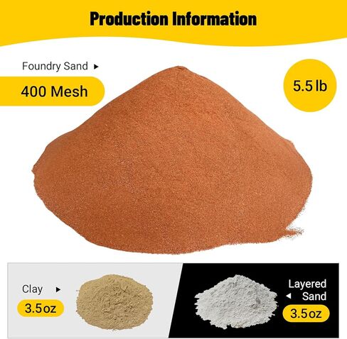 5.5LB 400 Mesh Fine Casting Sand for Metal, 0.22LB Viscosity-Enhancing Soil and 0.22LB Release Sand, Molding Clay for Jewelry Making, Casting Kit for Detailed Replicas in Saudi Arabia
