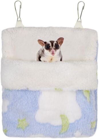 كيس نوم MiOYOOW Sugar Glider، سرير هامستر شتوي دافئ من القطيفة معلق على شكل عش حيوانات صغيرة لقوارض سنجاب خنزير غينيا in Kuwait